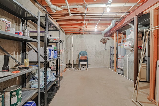 storage room with gas water heater