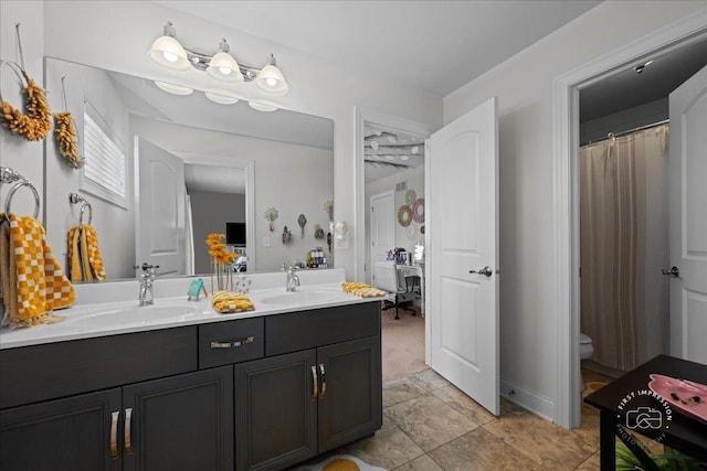 39W729 N Hathaway Ln, Geneva, IL 60134 - bathroom featuring a sink, toilet, and double vanity