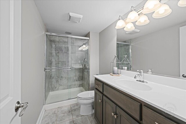 39W729 N Hathaway Ln, Geneva, IL 60134 - full bath featuring visible vents, a shower stall, vanity, baseboards, and toilet