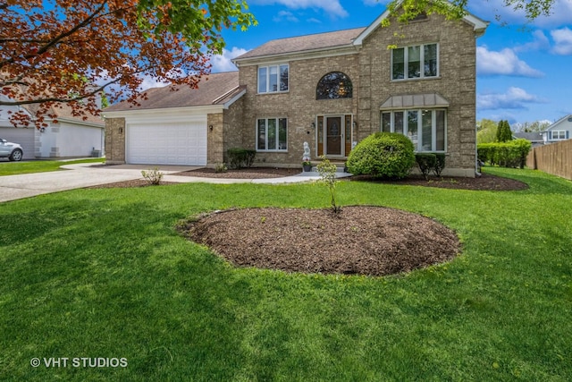1188 Parkview Ct, Carol Stream, IL 60188 - view of front of property featuring concrete driveway, an attached garage, brick siding, and a front yard