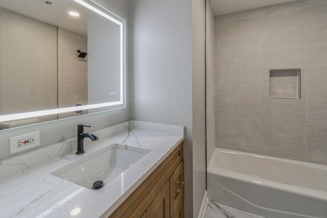 1188 Parkview Ct, Carol Stream, IL 60188 - bathroom with vanity, washtub / shower combination, and recessed lighting