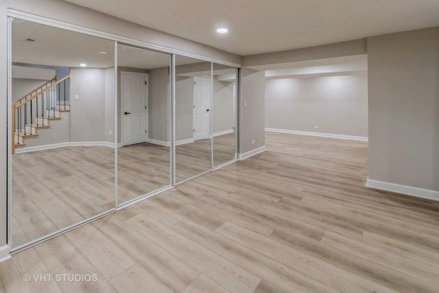 1188 Parkview Ct, Carol Stream, IL 60188 - finished basement featuring baseboards, stairs, recessed lighting, and wood finished floors