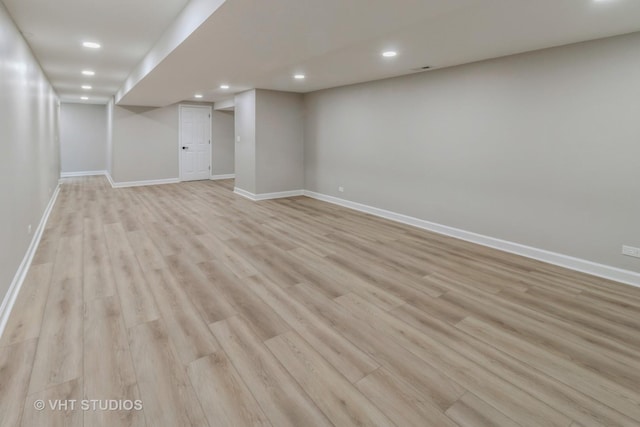 1188 Parkview Ct, Carol Stream, IL 60188 - finished below grade area with recessed lighting, baseboards, and light wood-style floors