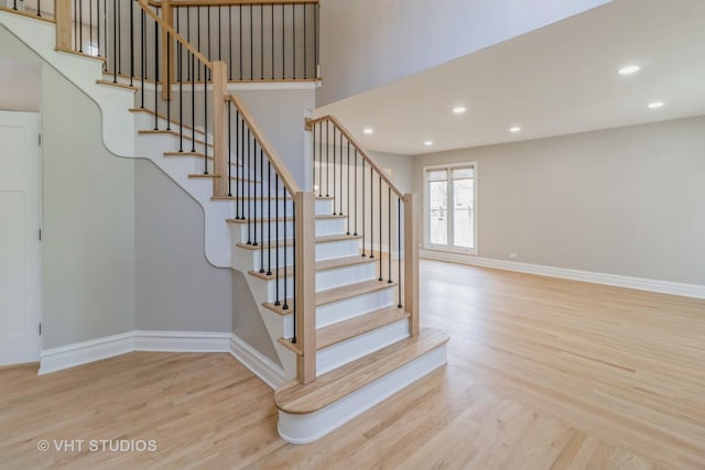 1188 Parkview Ct, Carol Stream, IL 60188 - stairway with wood finished floors, baseboards, and recessed lighting