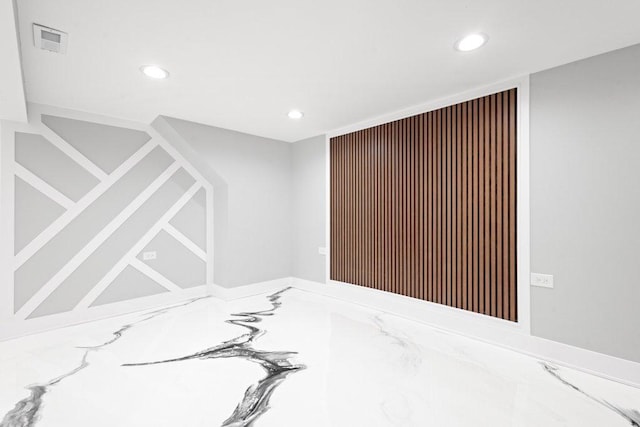 unfurnished room featuring visible vents and recessed lighting