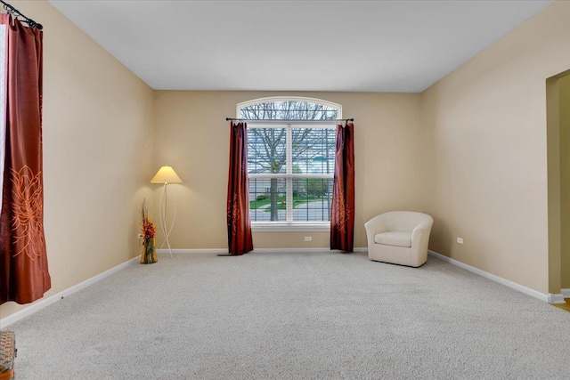 unfurnished room with baseboards and carpet flooring