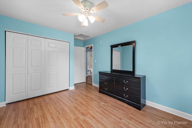 5214 Abbey Dr, Mchenry, IL 60050 - unfurnished bedroom featuring light wood-style flooring, a closet, and baseboards
