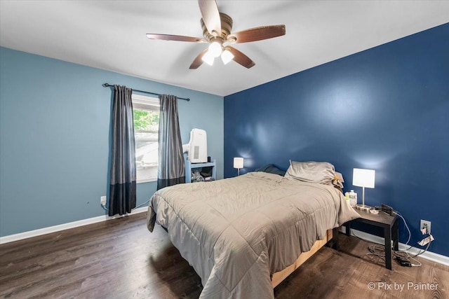 5214 Abbey Dr, Mchenry, IL 60050 - bedroom featuring baseboards, wood finished floors, and ceiling fan
