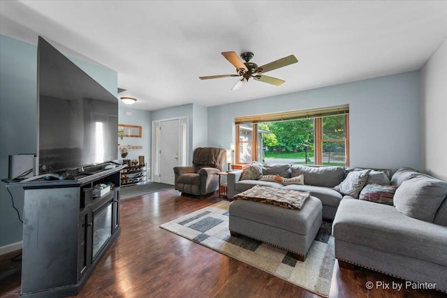 5214 Abbey Dr, Mchenry, IL 60050 - living room with wood finished floors and a ceiling fan