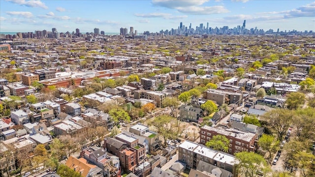 aerial view with a city view