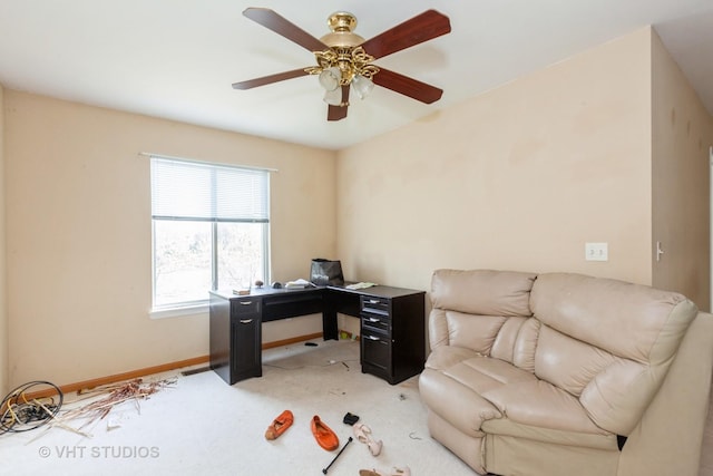 14252 S Hemingway Cir, Plainfield, IL 60544 - office area with a ceiling fan, baseboards, and light carpet