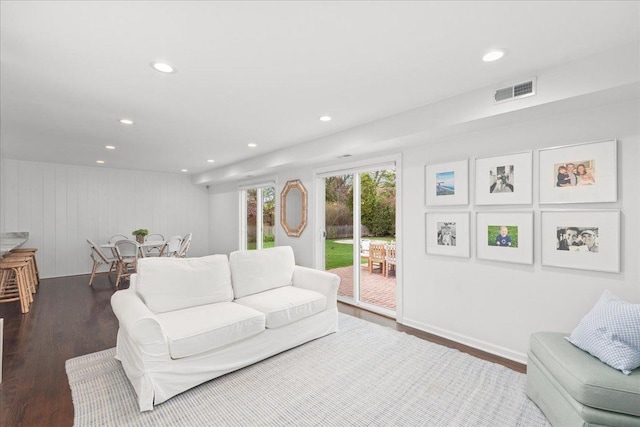 273 Eaton St, Northfield, IL 60093 - living room with dark wood-style flooring, recessed lighting, and visible vents