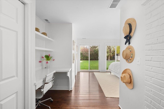 273 Eaton St, Northfield, IL 60093 - office area with visible vents, baseboards, and dark wood-style floors