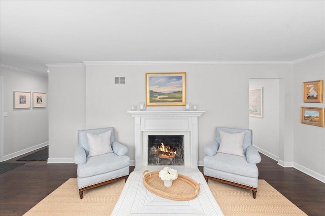 273 Eaton St, Northfield, IL 60093 - living area featuring wood finished floors, baseboards, and ornamental molding