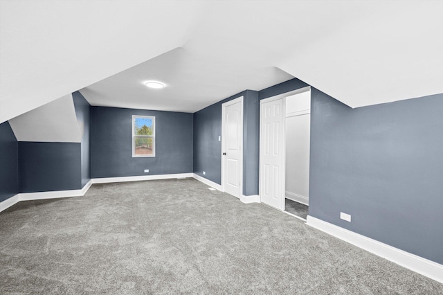 additional living space with baseboards and carpet floors