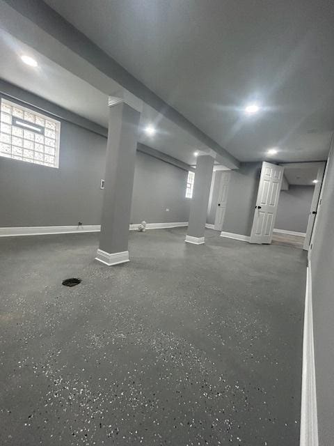 basement featuring baseboards