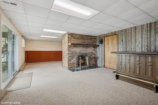 23460W N Lakewood Ln, Lake Zurich, IL 60047 - basement with a drop ceiling, visible vents, and carpet floors