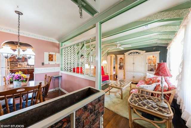 635 N Greenleaf St, Gurnee, IL 60031 - interior space featuring arched walkways and a chandelier
