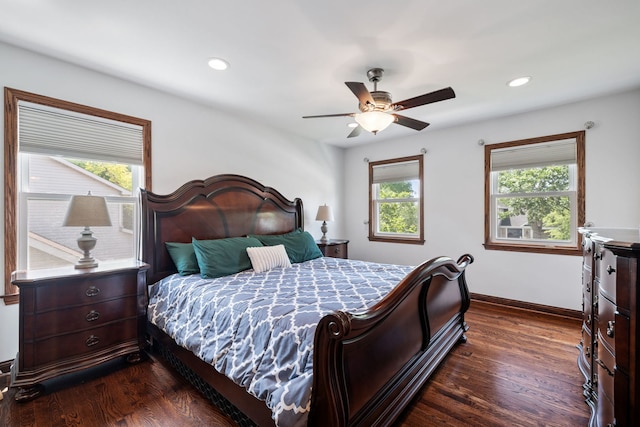 1267 Churchill Rd, Bartlett, IL 60103 - bedroom with dark wood-type flooring, recessed lighting, and a ceiling fan