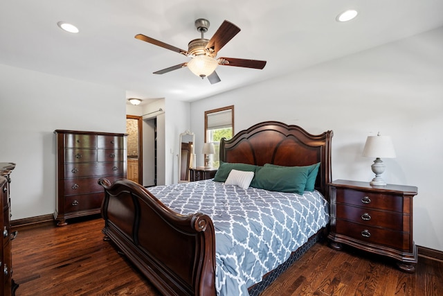 1267 Churchill Rd, Bartlett, IL 60103 - bedroom with dark wood-type flooring, recessed lighting, and ceiling fan