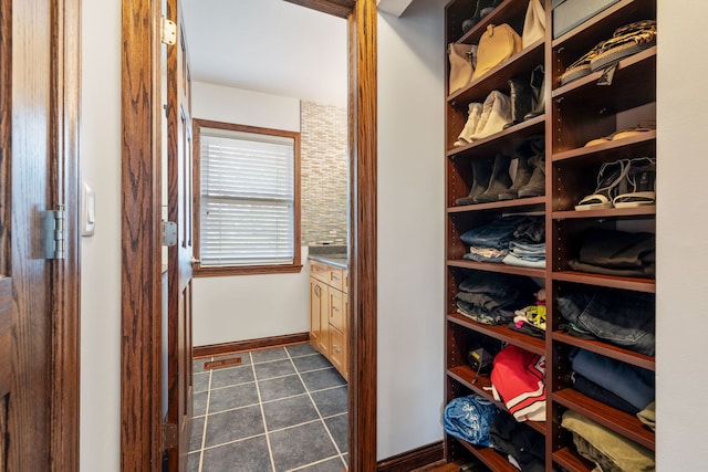 1267 Churchill Rd, Bartlett, IL 60103 - walk in closet featuring dark tile patterned floors