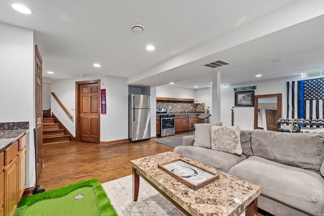 1267 Churchill Rd, Bartlett, IL 60103 - living area featuring recessed lighting, stairway, and wood finished floors