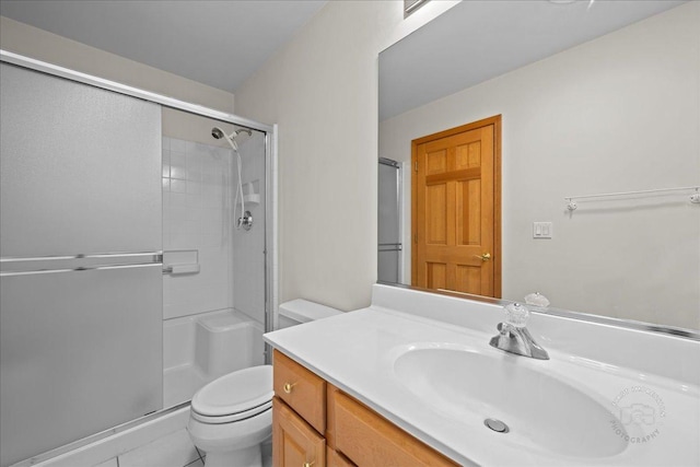 21600 W Larch Dr, Plainfield, IL 60544 - bathroom featuring vanity, toilet, and a shower stall