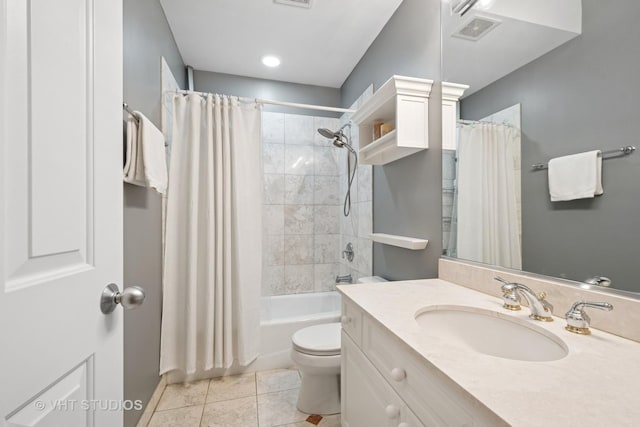 1935 Sherman Ave Unit 2N, Evanston, IL 60201 - bathroom with toilet, shower / tub combo with curtain, vanity, and tile patterned flooring