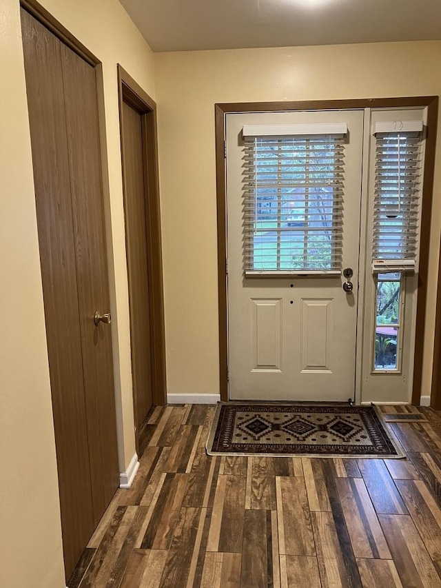 1032 Rockport Dr Unit 1032, Carol Stream, IL 60188 - doorway to outside featuring baseboards and dark wood-type flooring
