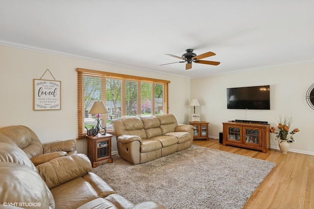 310 N Lytle Dr, Palatine, IL 60074 - living area with ceiling fan, crown molding, light wood-type flooring, and baseboards