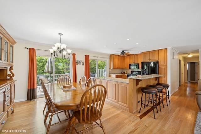 310 N Lytle Dr, Palatine, IL 60074 - dining room with a chandelier, light wood-style floors, healthy amount of natural light, baseboards, and recessed lighting