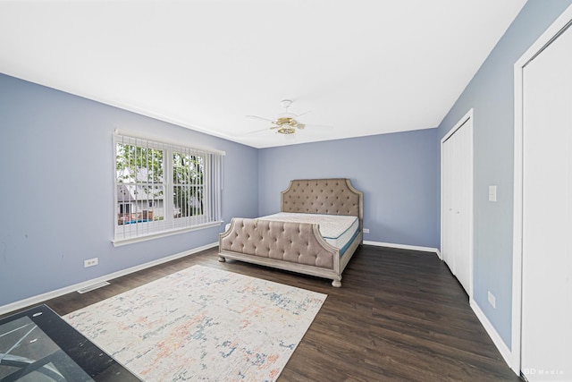 2860 Bridgeport Ln, Aurora, IL 60504 - bedroom with wood finished floors, a ceiling fan, and a closet