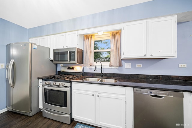 2860 Bridgeport Ln, Aurora, IL 60504 - kitchen with stainless steel appliances, white cabinetry, and dark wood finished floors