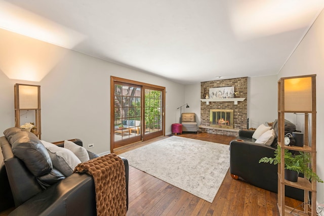 542 Stafford Ln, Glen Ellyn, IL 60137 - living area with hardwood / wood-style flooring and a brick fireplace