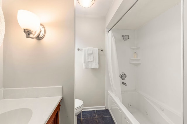 542 Stafford Ln, Glen Ellyn, IL 60137 - bathroom with vanity, shower / bath combo, toilet, and baseboards