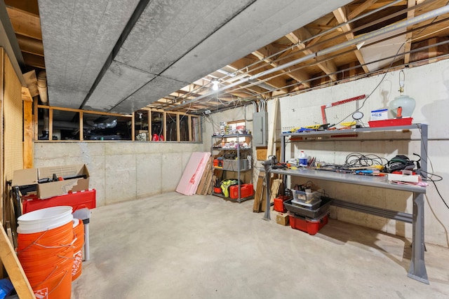 542 Stafford Ln, Glen Ellyn, IL 60137 - unfinished basement featuring a workshop area and electric panel