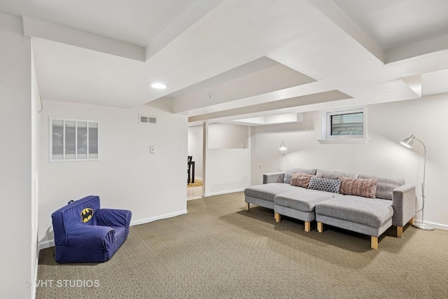 309 Wesley Ave, Oak Park, IL 60302 - living area with baseboards, visible vents, and carpet flooring