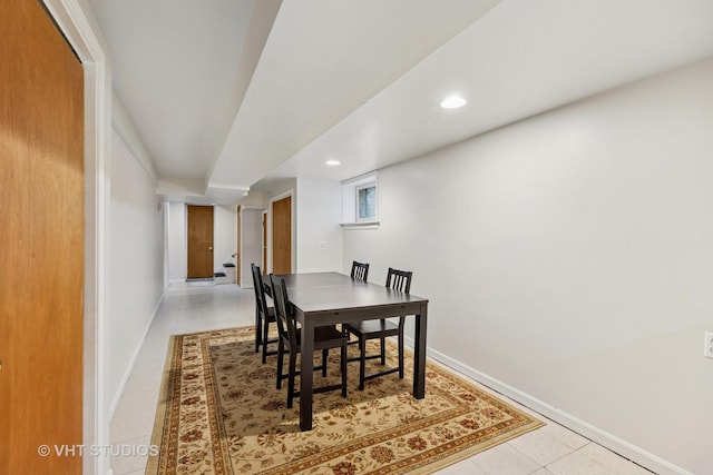 309 Wesley Ave, Oak Park, IL 60302 - dining area featuring recessed lighting, tile patterned flooring, stairs, and baseboards