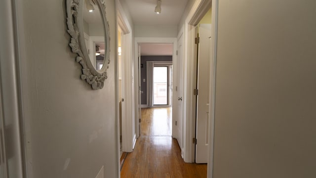 hallway with wood finished floors