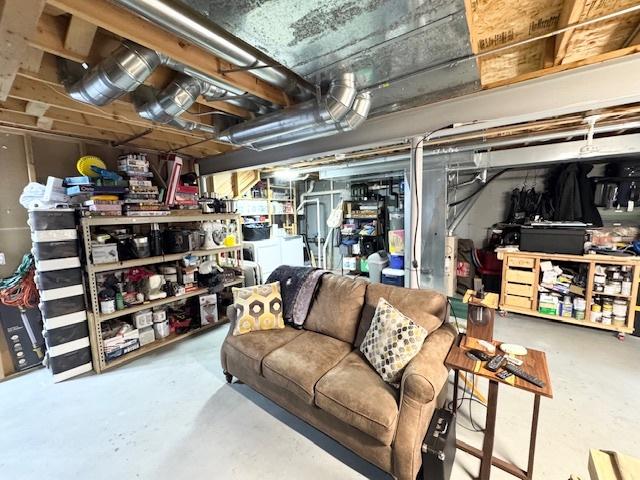 view of unfinished basement