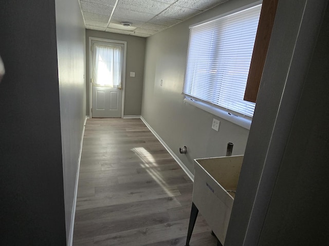15016 S Holiday Ct, Orland Park, IL 60462 - corridor with a paneled ceiling, baseboards, and wood finished floors