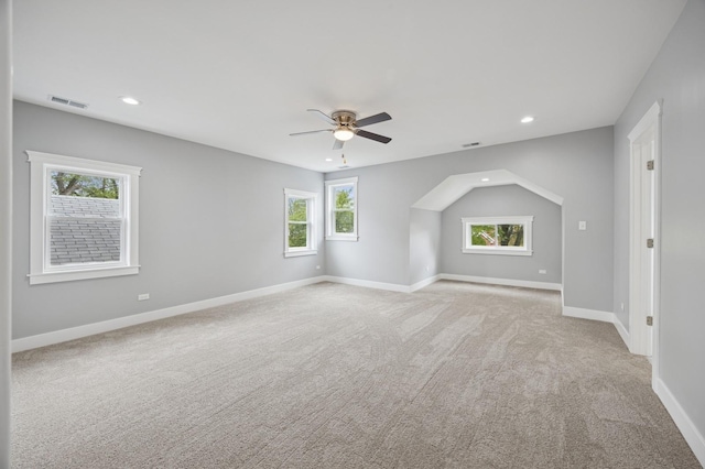 3141 Harvey Ave, Berwyn, IL 60402 - interior space featuring visible vents, recessed lighting, ceiling fan, and light carpet