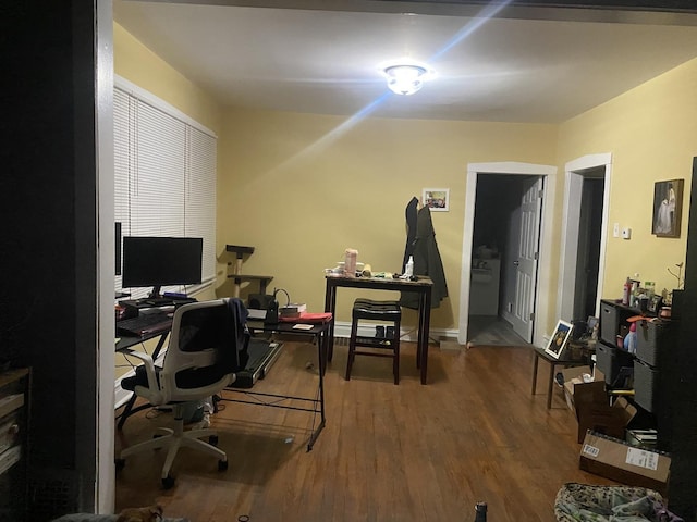 office with wood finished floors