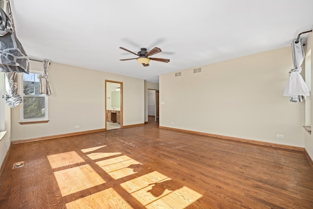 11253 Victoria Ln, Huntley, IL 60142 - spare room with a ceiling fan, visible vents, wood finished floors, and baseboards
