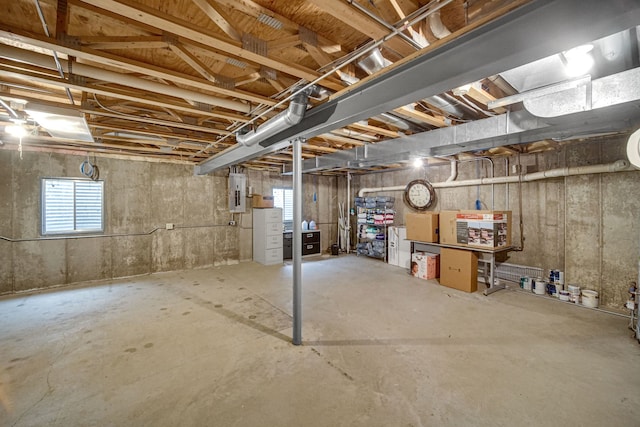 basement featuring electric panel