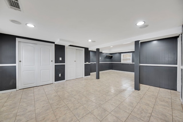 interior space with visible vents, recessed lighting, and tile patterned flooring