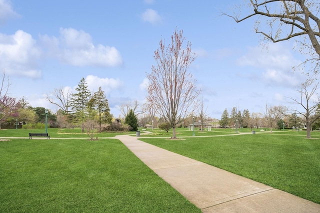view of property's community featuring a yard