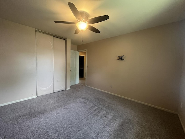 201 Meadows Rd S, Bourbonnais, IL 60914 - unfurnished bedroom featuring carpet, a closet, baseboards, and ceiling fan