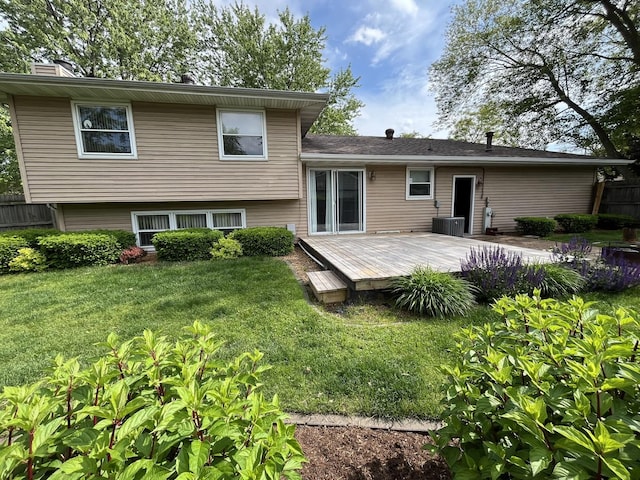201 Meadows Rd S, Bourbonnais, IL 60914 - back of property featuring central AC and a deck
