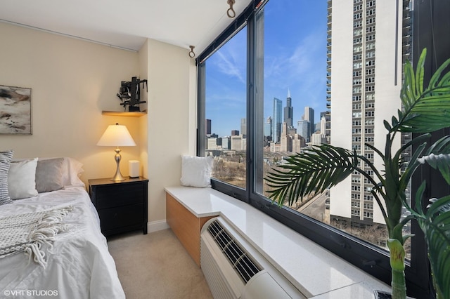 155 N Harbor Dr Unit 1112-13, Chicago, IL 60601 - bedroom featuring a view of city, baseboards, and light carpet